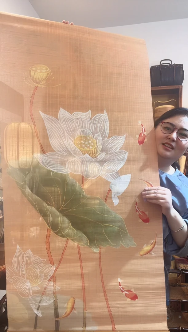 竹丝莲蓬柿柿如意荷叶挂画