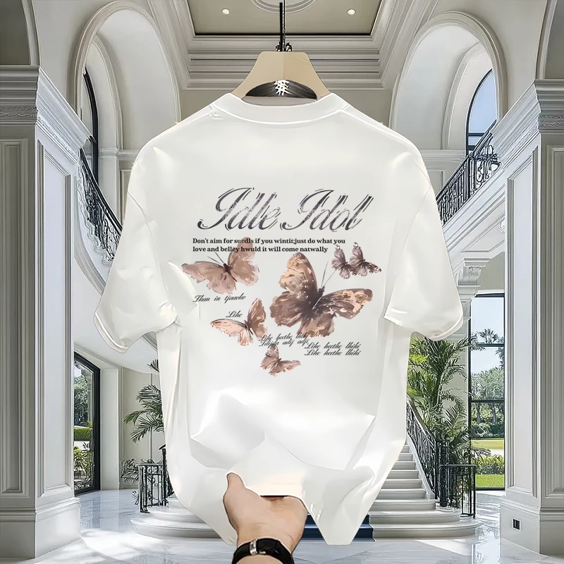 男女同款印花设计感短袖T恤夏季新款时尚男生百搭圆领半袖上衣