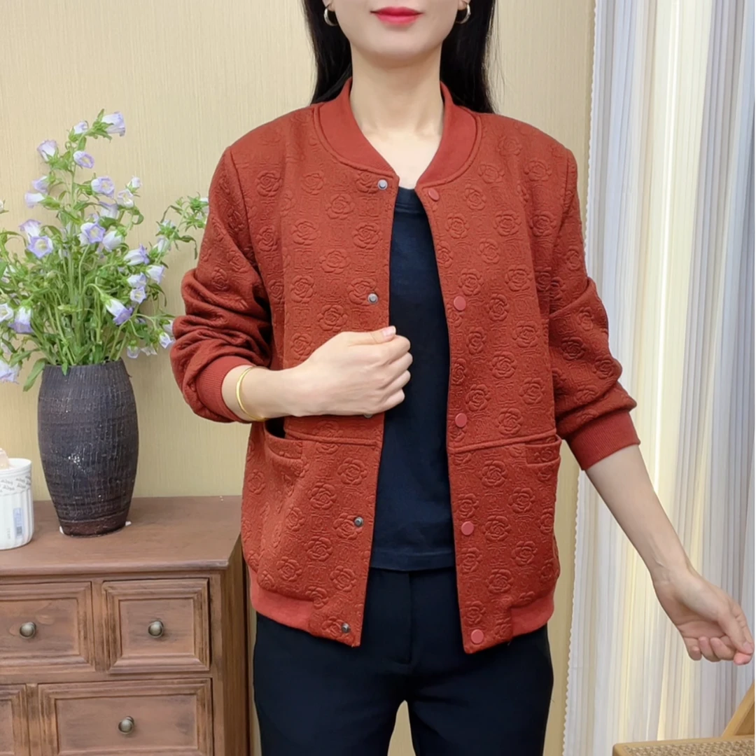 2025春款时尚洋气百搭妈妈装外套休闲宽松