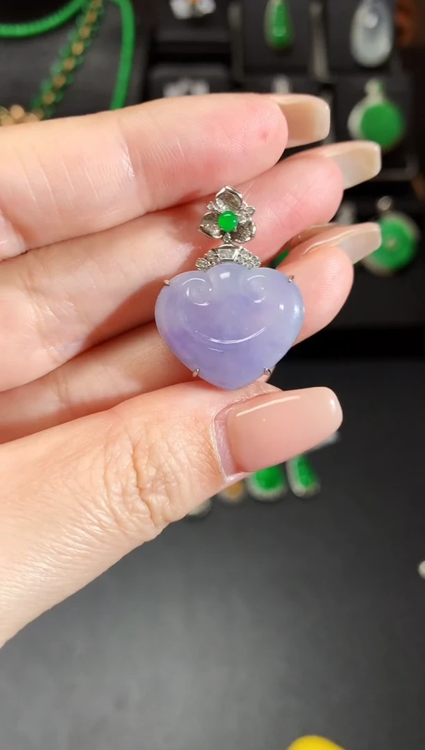 【闪购商品】翡翠吊坠(不含链)18K金镶嵌如意头