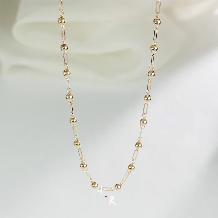 18K金环环相扣金珠项链 G2248