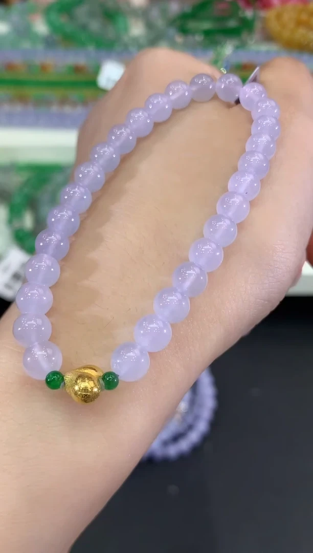 未镶嵌手串翡翠C140 紫货有色差