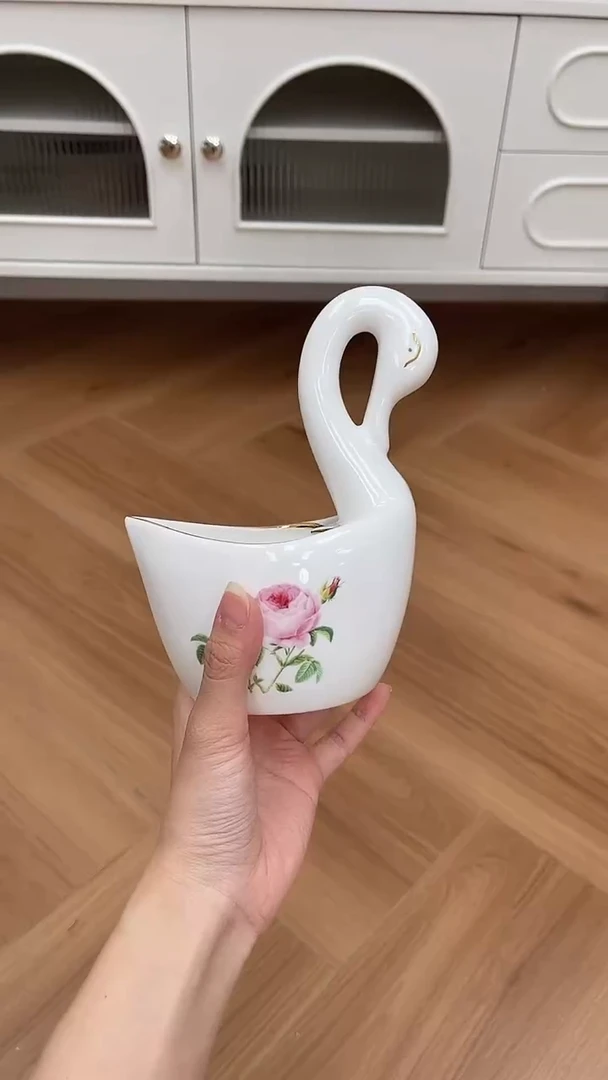 杯玫瑰高骨骨瓷天鹅微瑕不退换