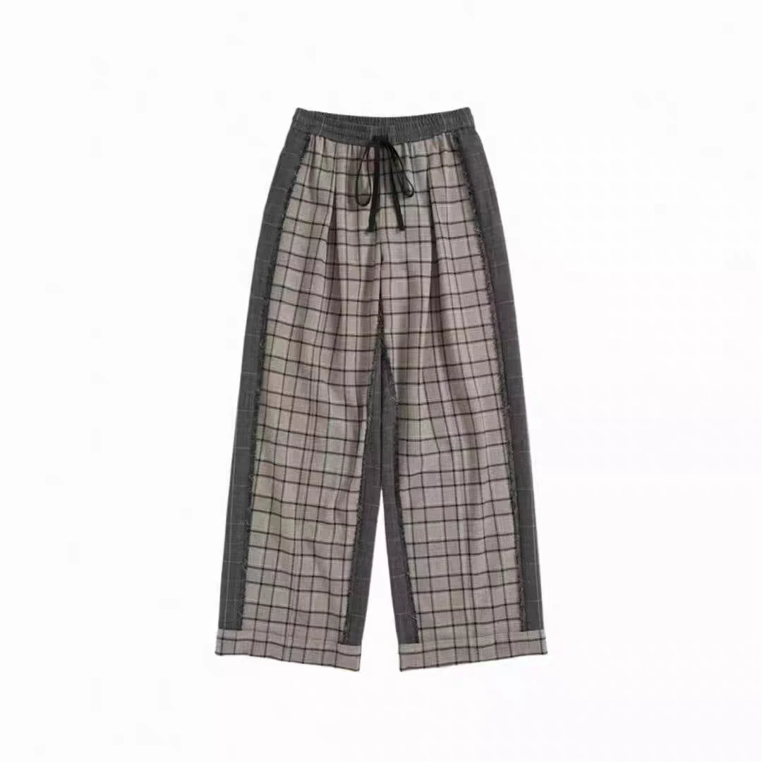 【新品】SHORT SENTENCE短句25秋设计师款格纹褶裥直筒长裤