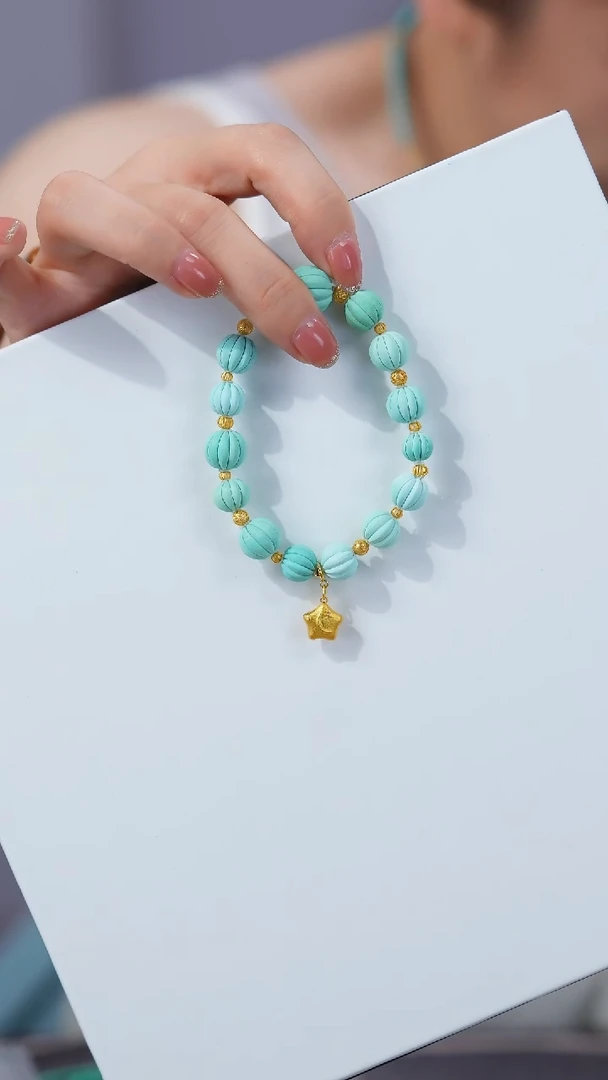 绿松石18K金镶嵌手链1