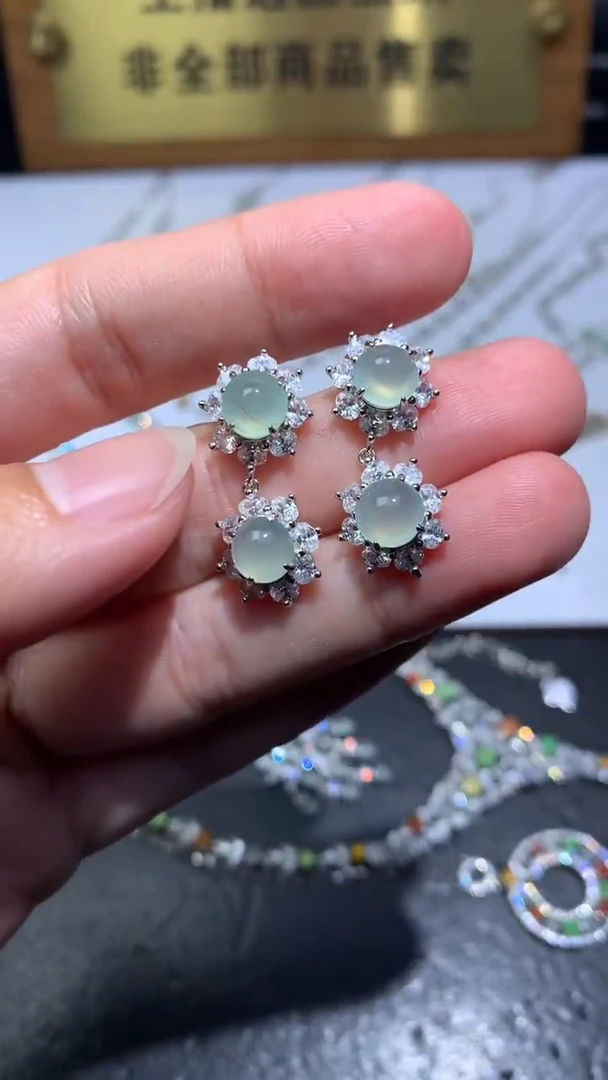 颈饰银S925镶嵌翡翠毛货