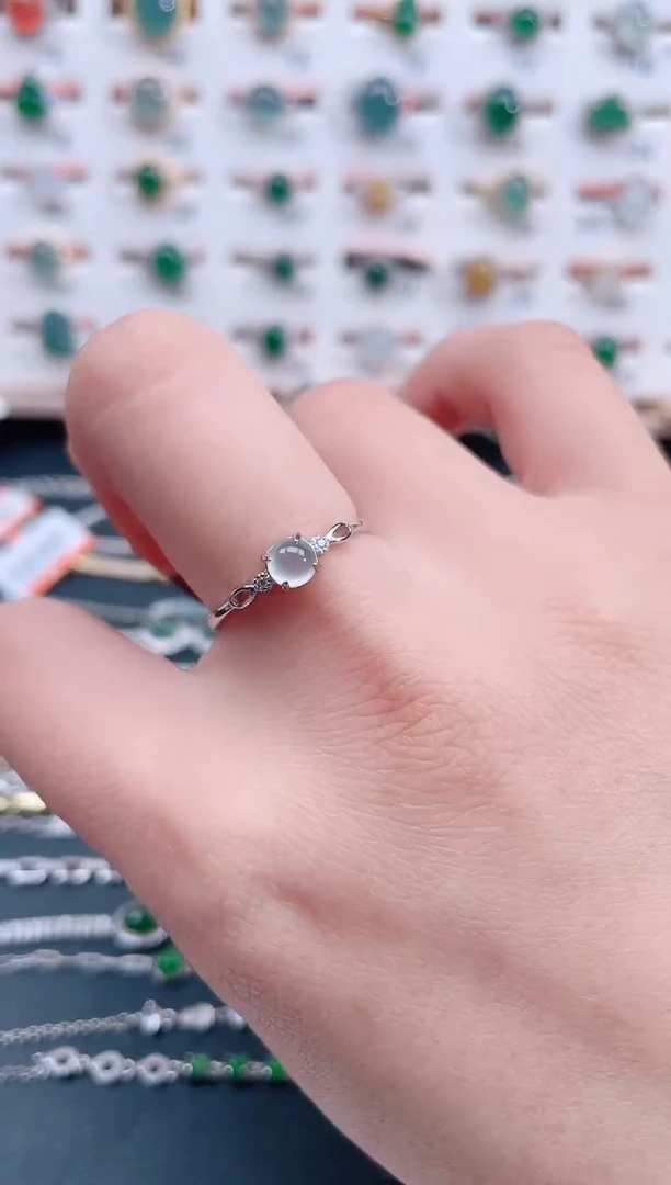 银S925镶嵌戒指翡翠天然翡翠