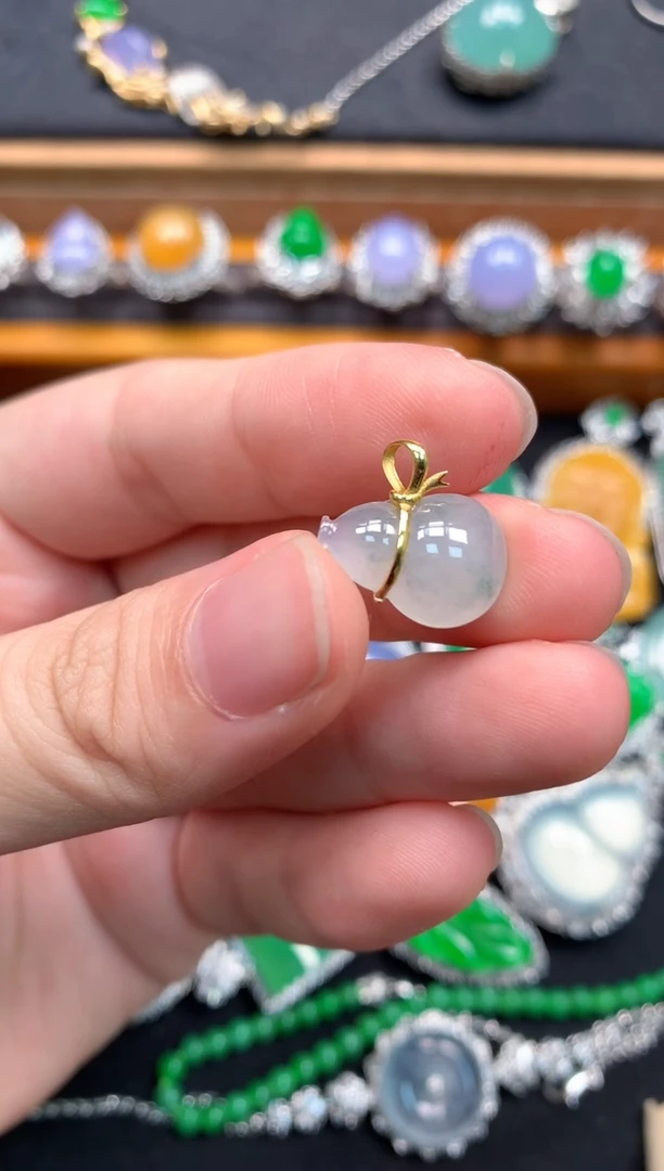 翡翠18K金镶嵌吊坠(不含链)翡翠