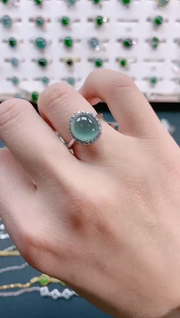 【闪购商品】翡翠戒指银S925镶嵌天然翡翠