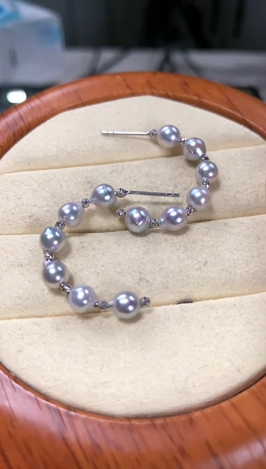 【闪购商品】海水珍珠耳饰18K金镶嵌真多麻耳圈