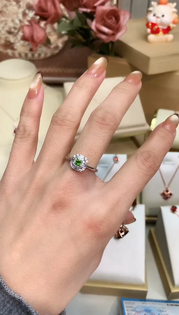 银S925镶嵌透辉石戒指透辉石