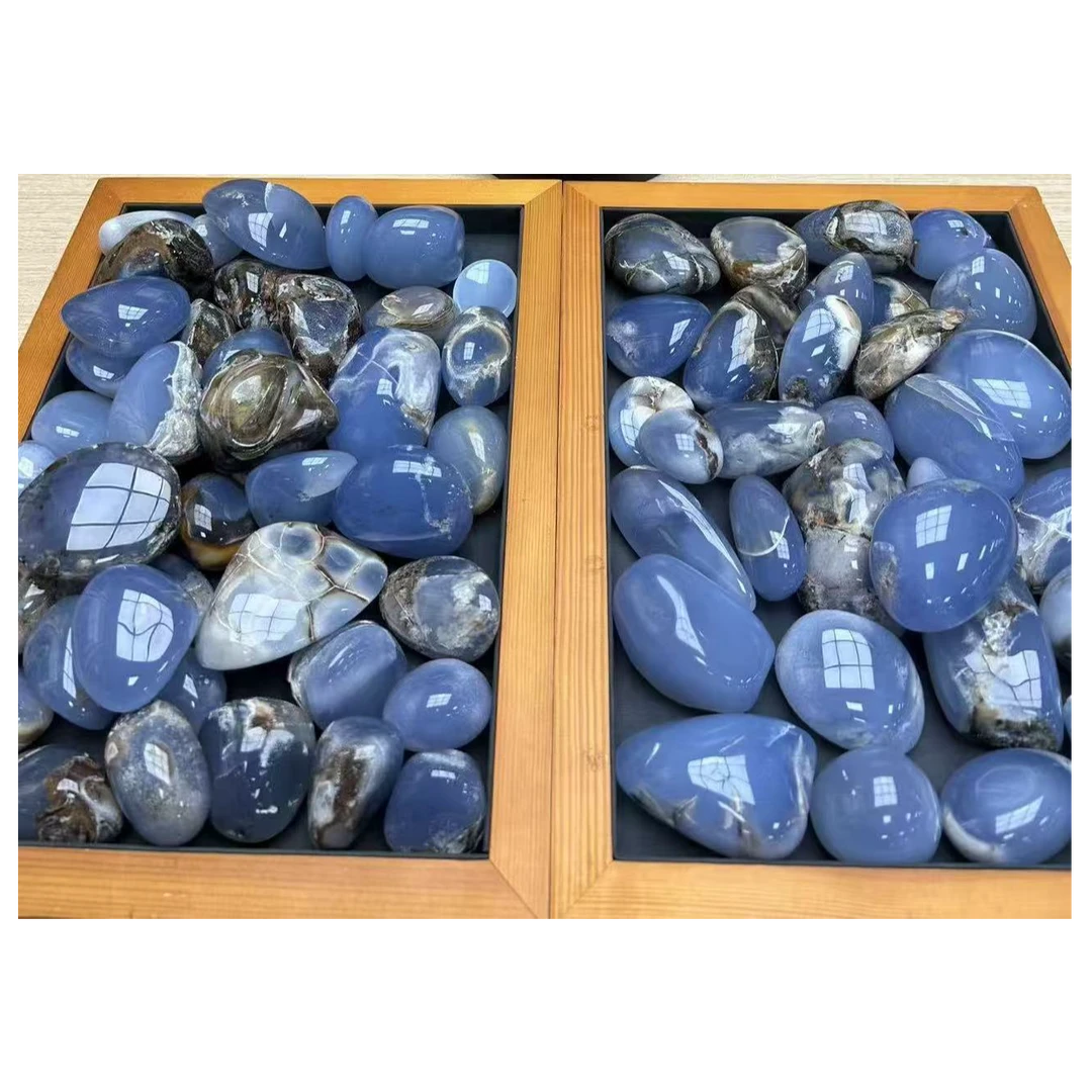 10-100付款土耳其天然蓝玉髓玛瑙奇石手把件原石摆件