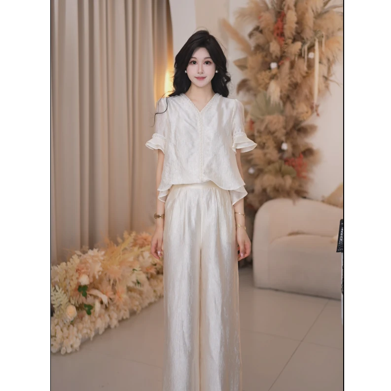 Basic House/百家好气质杏色时尚套装夏季复古法式B1335B5P9C2