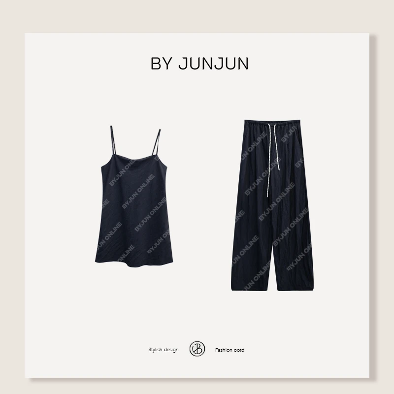 Byjunjun【反转梦境】绑带吊带裙显瘦气质宽松连衣裙套装