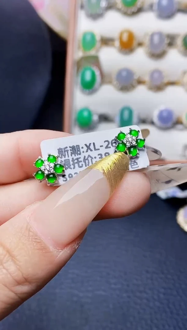 银S925镶嵌戒指翡翠3155