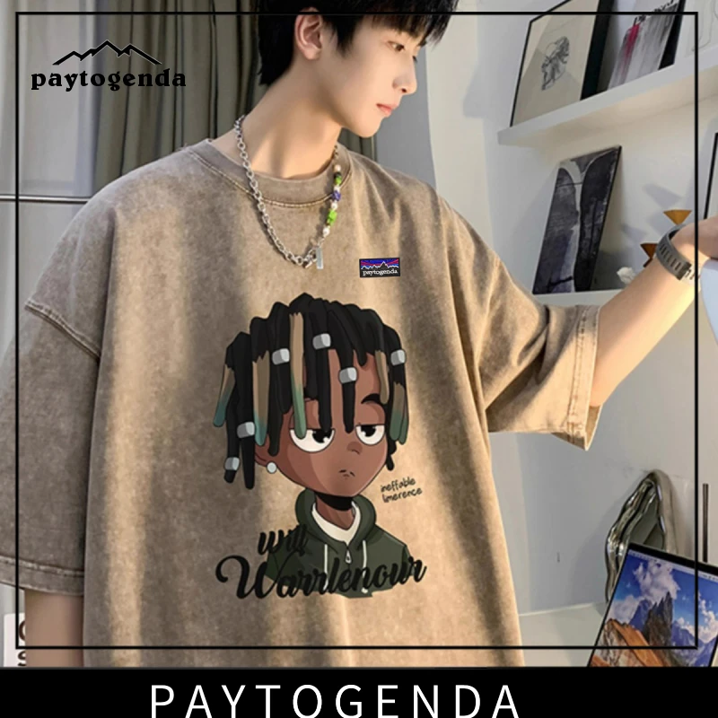 巴塔正品PAYTOGENDA水洗做旧短袖小清新夏季T恤潮流度假风港风