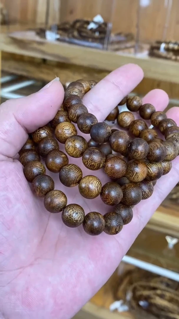 沉香手串海南莺歌绿圆珠单圈1.1多样性发其一