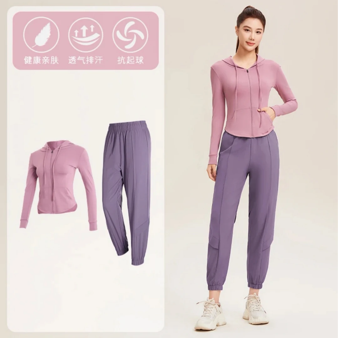 常规款修身型女长袖连帽外套紧身立领显瘦套装秋冬休闲跑步速干