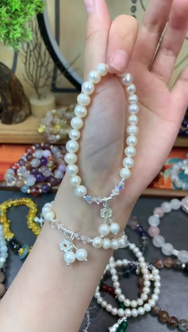 【闪购商品】淡水珍珠手绳银S925镶嵌1381