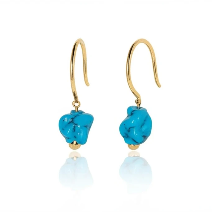 BTSP 24SS藏族24K耳坠桂冠暴力蓝情侣礼物绿石耳饰耳环