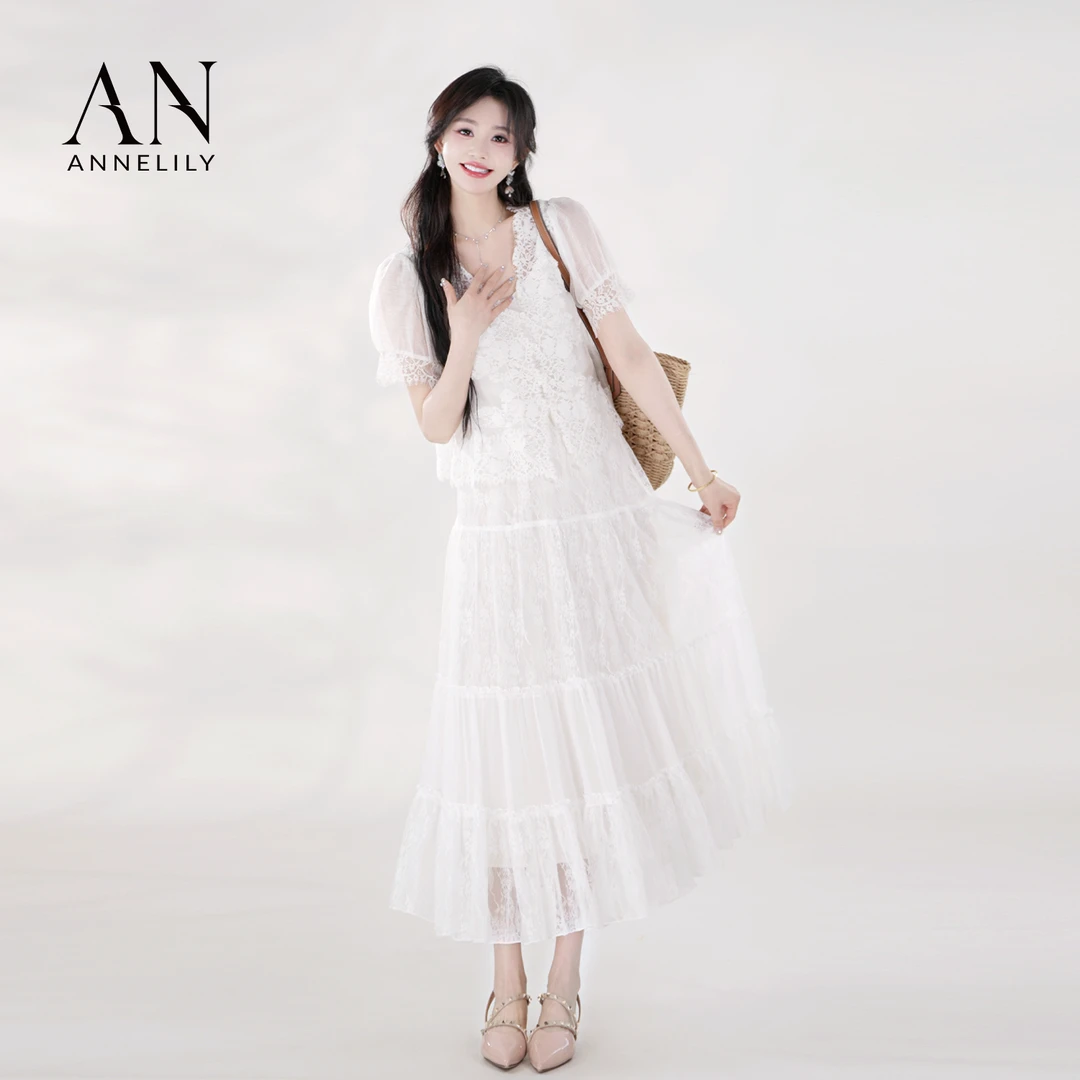ANNELILY安琪琪【白萱】新款轻奢百搭休半身裙裙套装AT2504070