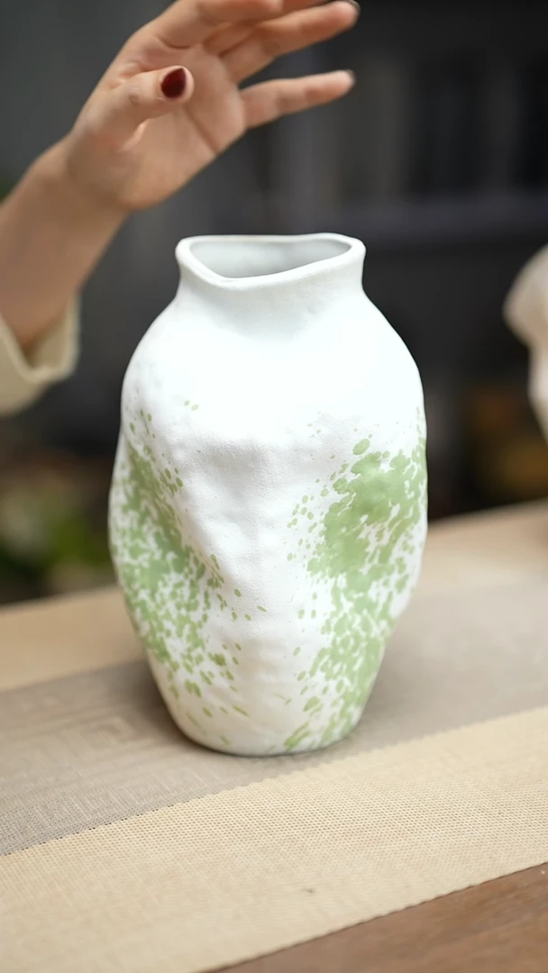 花器陶瓷花瓶绿云漫影02