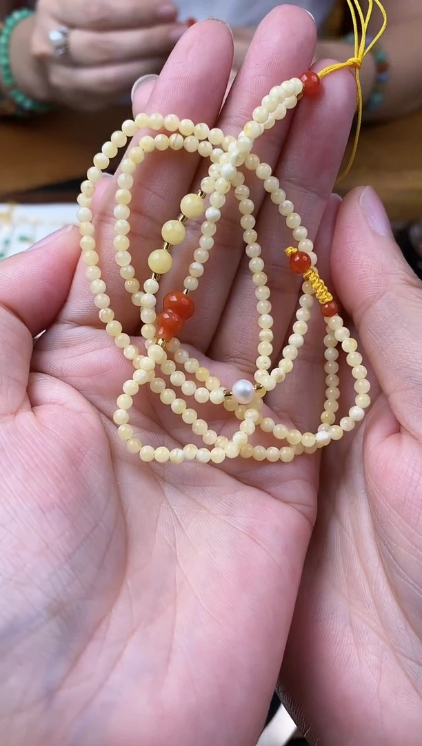 琥珀颈饰未镶嵌蜜蜡珠链
