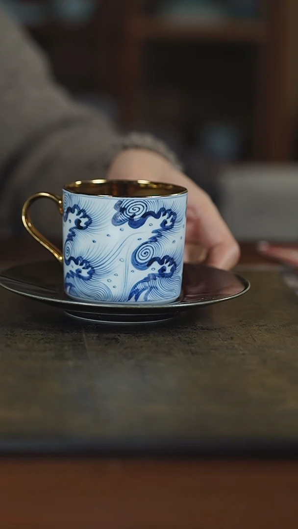 【闪购商品】杯弥云斋海水纹咖啡杯