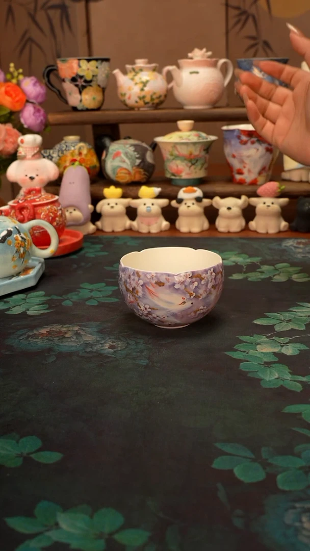照棠  九尾狐花口手握杯