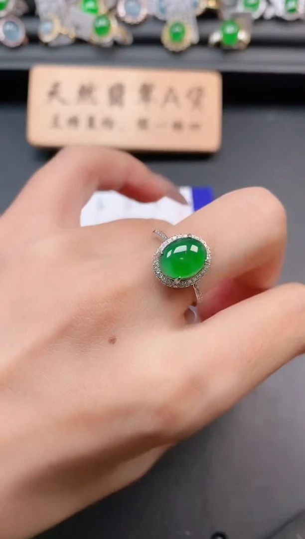 银S925镶嵌戒指翡翠1