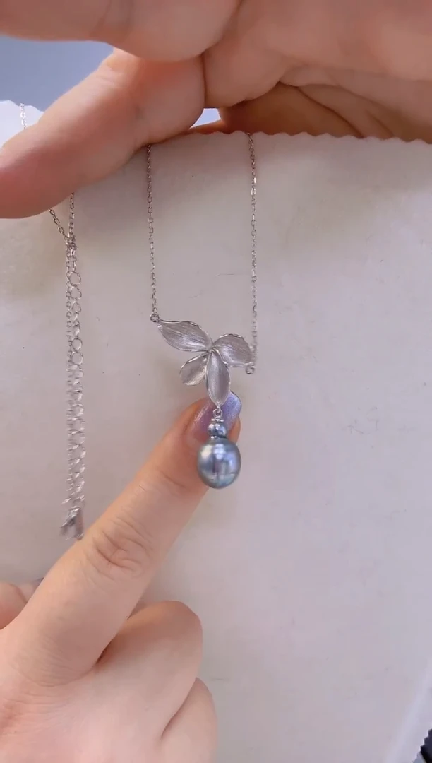 未镶嵌颈饰海水珍珠大溪地10.7mm+S925银一体链