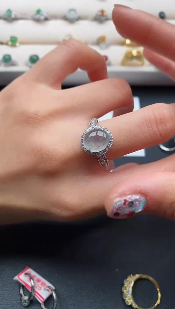 银S925镶嵌戒指翡翠3333333+9