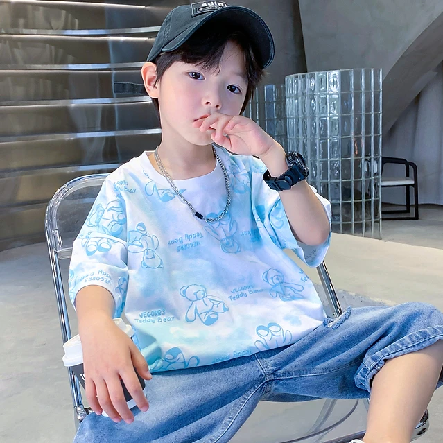 【胖胖象】男童卡通动漫短袖t恤夏季薄款儿童网红炸街纯棉半袖T洋气