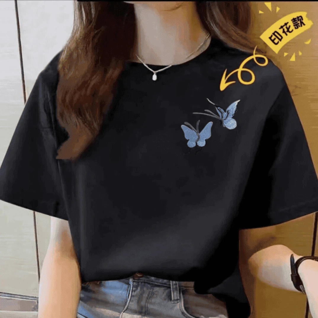【100%纯棉】夏季女款女士时尚百搭潮流纯棉短袖t恤圆领显瘦半袖