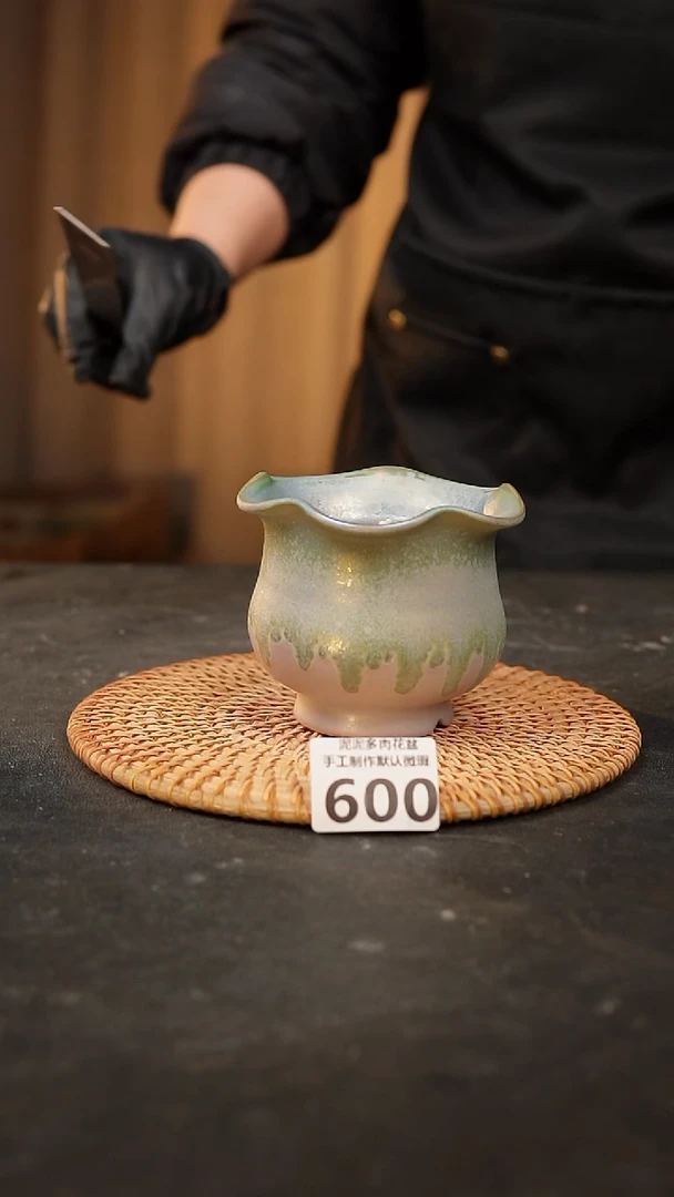 【闪购商品】瓷片600泥泥手工花盆口7高8