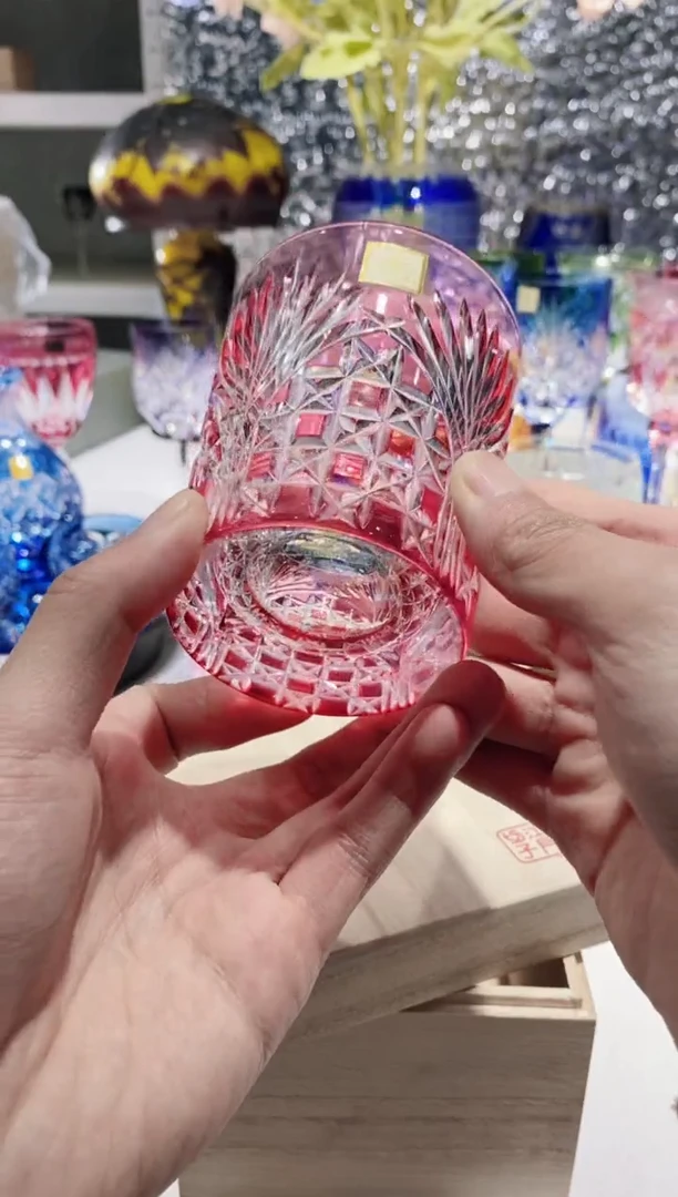 【闪购商品】水晶玻璃无手柄款四角龙目kagami金红