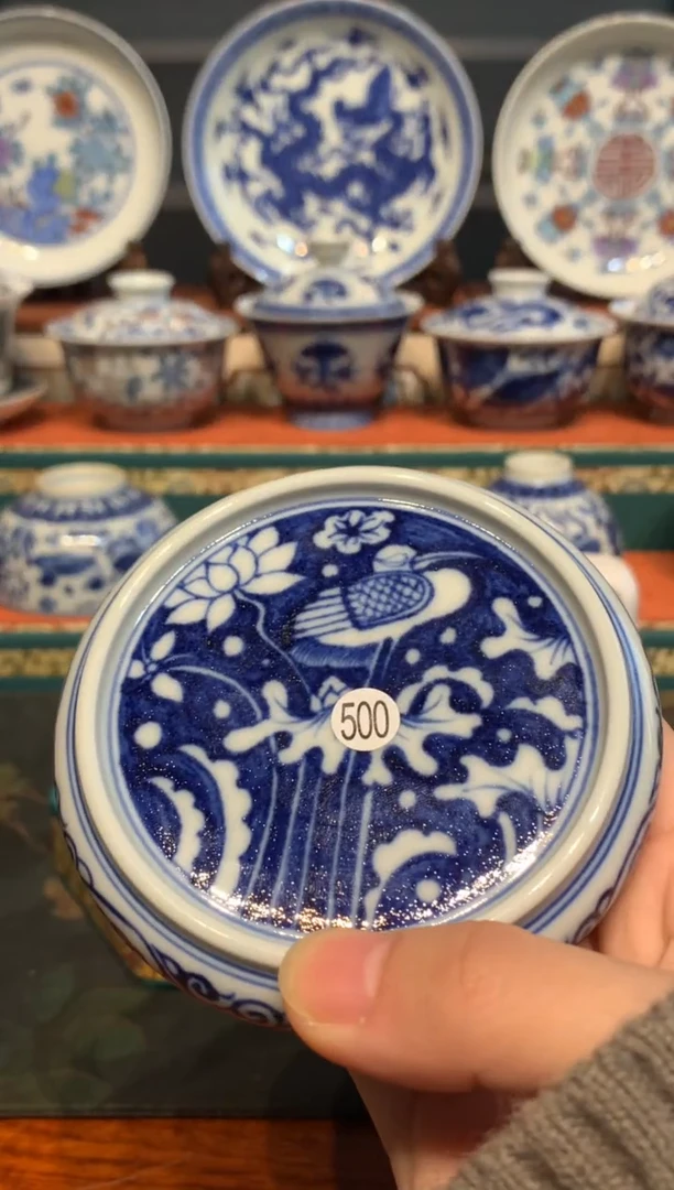 贝*500青花一路连科盖置qd300