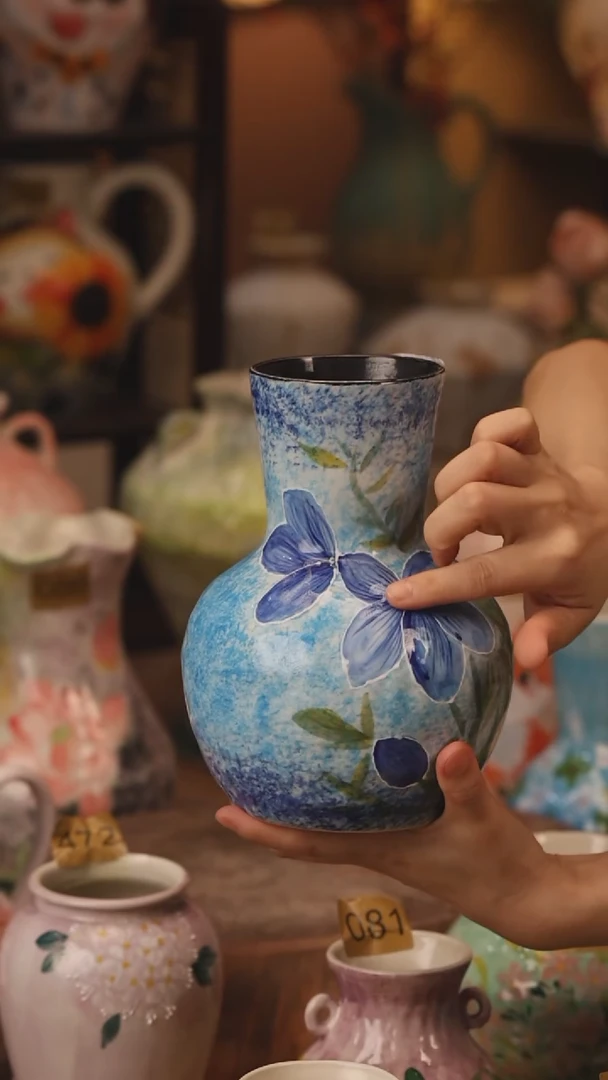 陶瓷431景德镇设计师手作花器摆件侘寂风