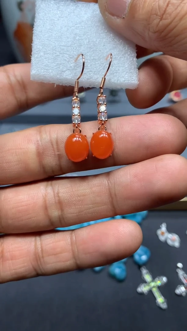 【闪购商品】南红玛瑙耳饰未镶嵌W46（随机性发货只发一单）