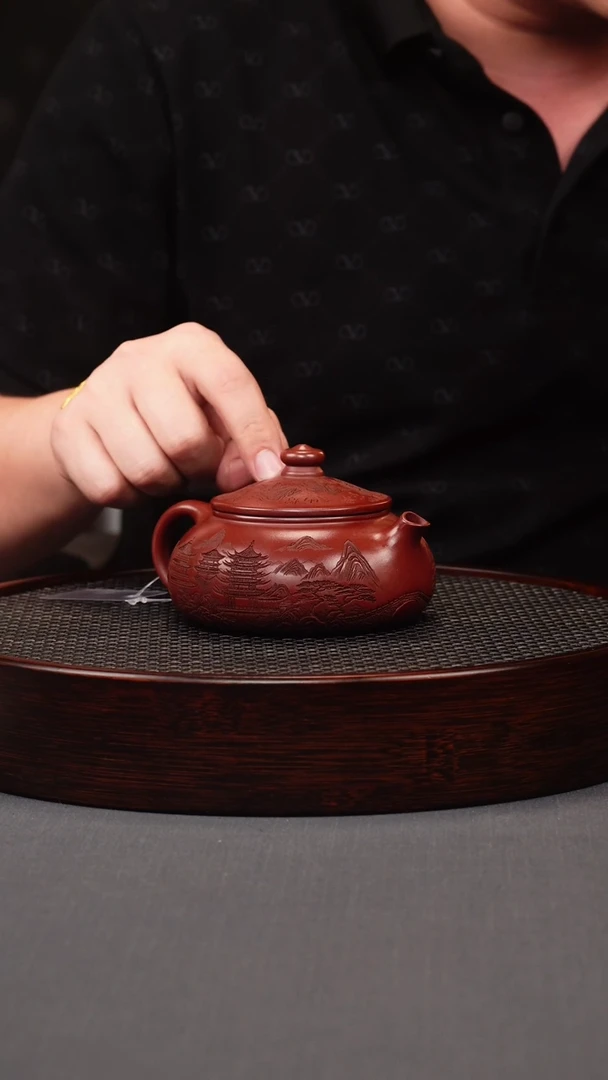 茶壶紫砂红皮龙 寒江