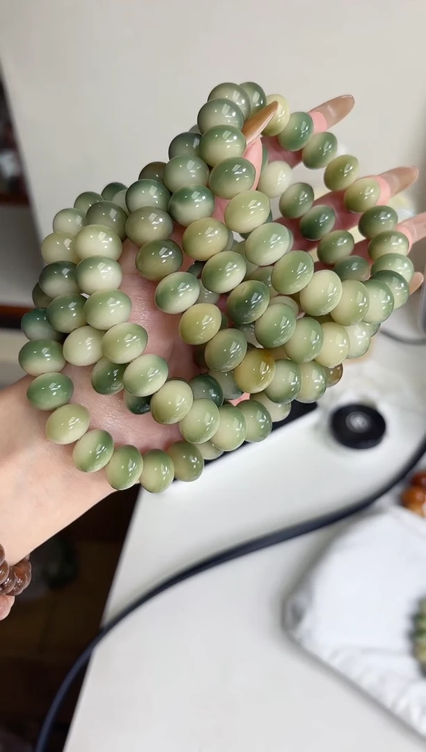 手串菩提根/象牙果沐h59青苹果玉化算盘10*14mm手串