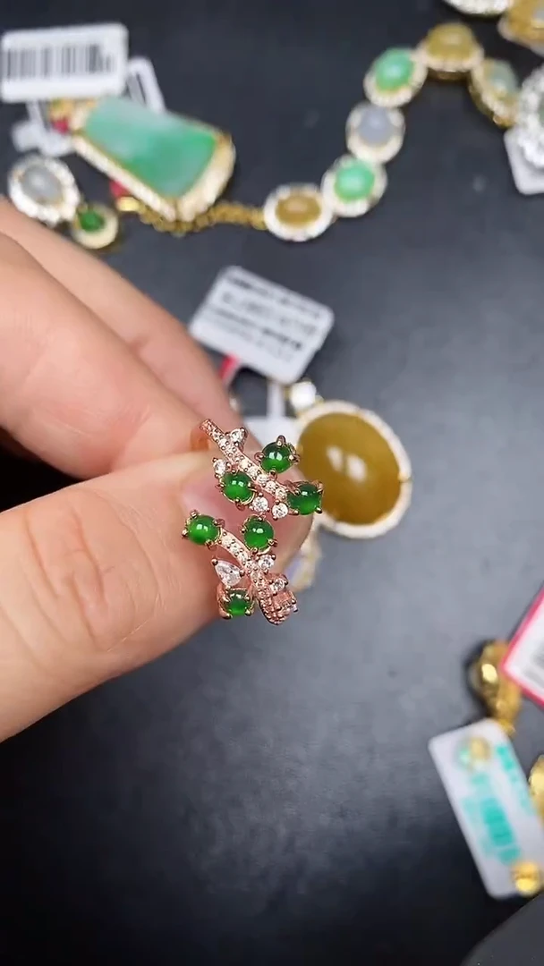 银S925镶嵌戒指翡翠3470