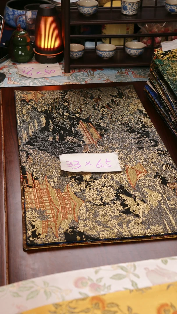 【西阵织登鹳雀楼黑金双面】中国风干泡织锦茶席33*65