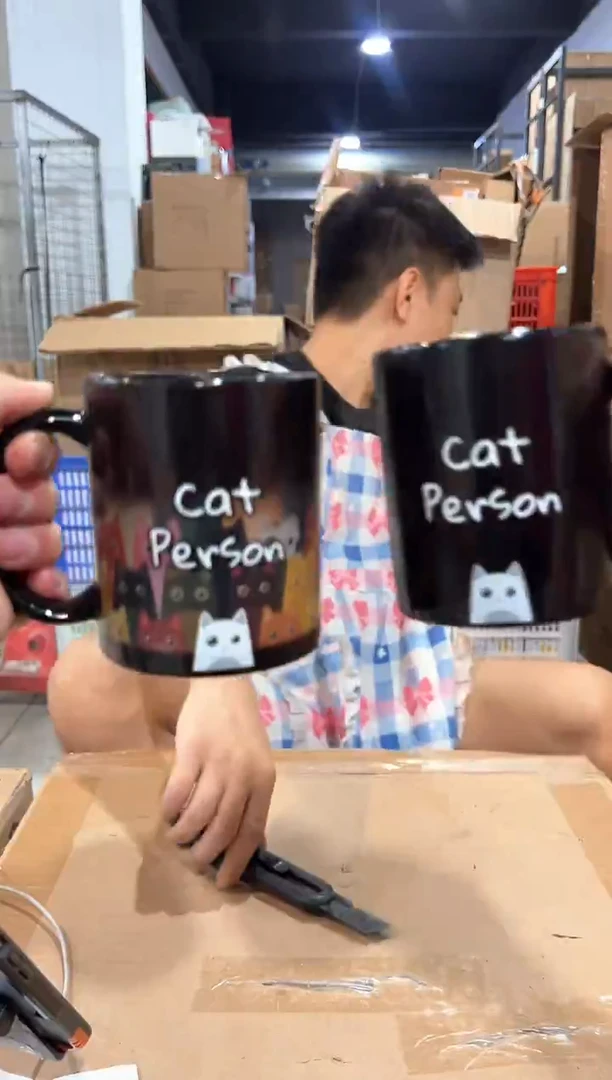 瓷片好多猫变色杯2件套