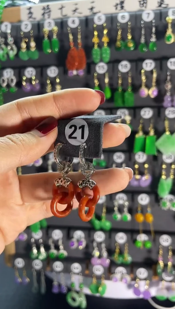 【闪购商品】翡翠耳饰银S925镶嵌21..