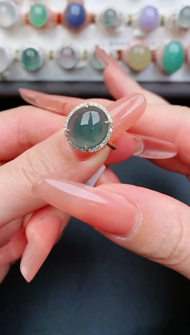 翡翠戒指银S925镶嵌...