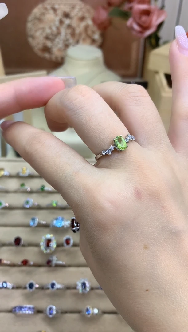 银S925镶嵌戒指橄榄石橄榄石