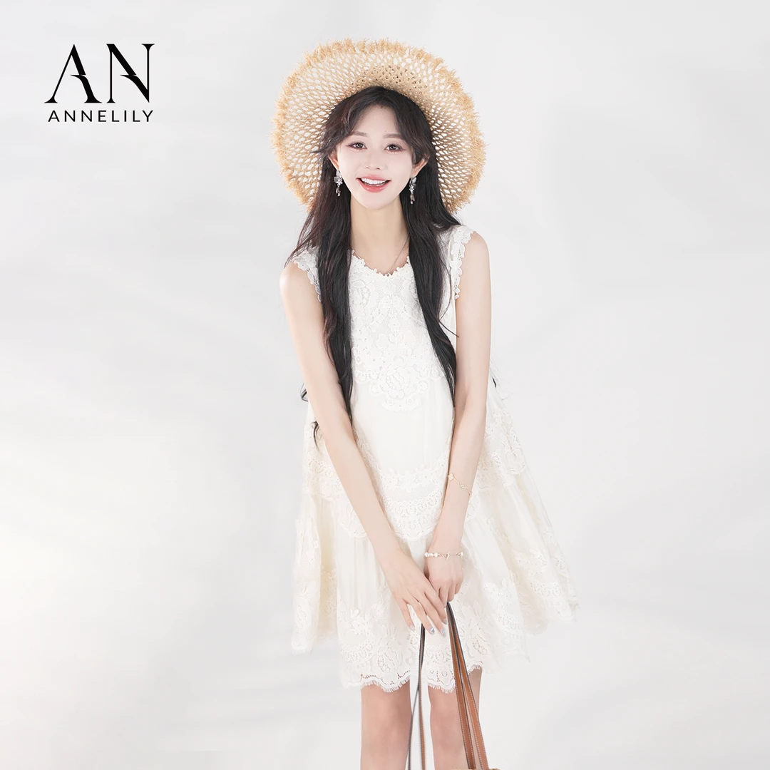 ANNELILY安琪琪【白曦】新款气质时尚百搭轻奢背心裙AQ2504012