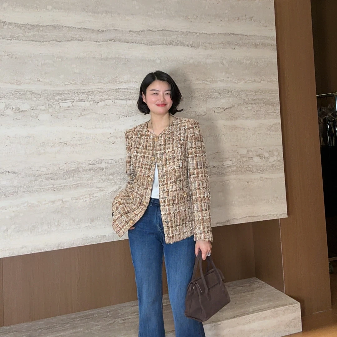 TANTAN 气质秋季轻奢通勤小香风毛呢外套3121