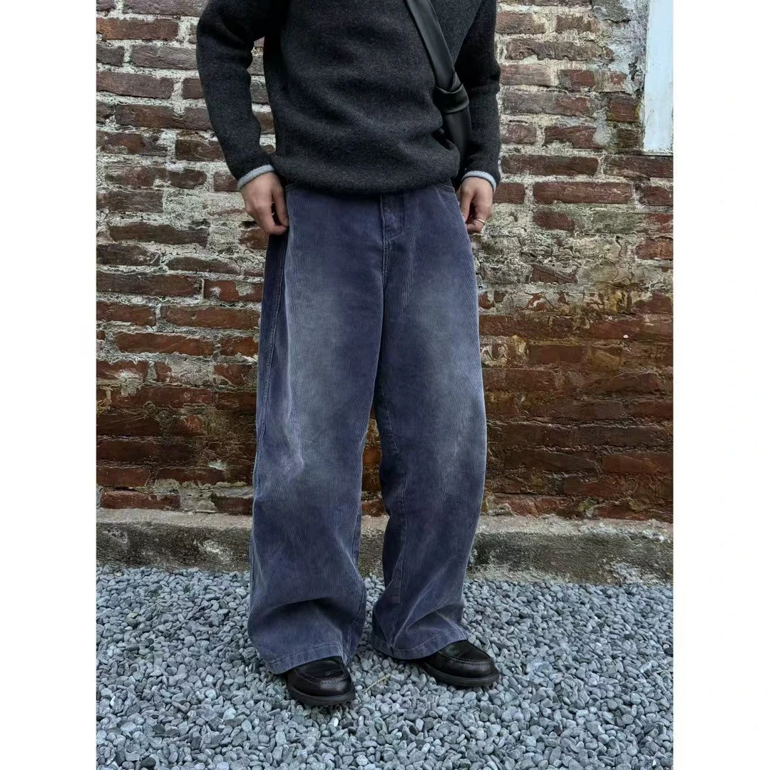 超柔软酵洗做旧灯芯绒vintage/直筒宽松时尚百搭休闲舒适男法工裤